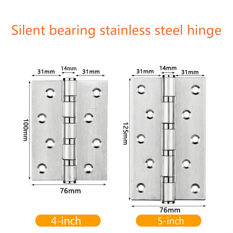 JD 4-inch/5-inch Furniture Hinge Bearing Hinge Leaf Fittings For 304 Stainless Steel Thickened 3mm Solid Wood Black Door Hinges