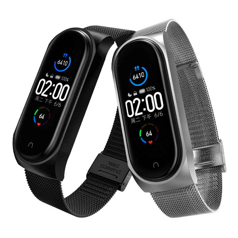Stainless Steel Wristband Xiaomi 5 Strap Bracelet Belt Durable Wearable Devices Pedometers Portable Fitness For Xiaomi Mi Band 5