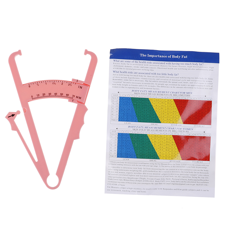Outdoor Fitness Equipment Body Fat Caliper Body Fat Tester Skinfold Measurement Tape with Measurement Chart