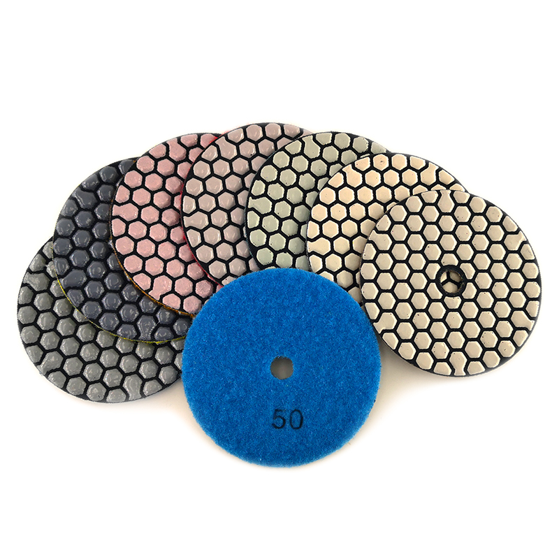 RIJILEI 7 Pcs 100mm Dry Polishing Pad 4 Inch Sharp Type Diamond Polishing Pads For Granite Marble Sanding Disc For Stone