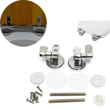 Universal Adjustable Pair of Replacement Chrome Toilet Seat Hinge Set Pair With Fittings for Different Size Seats