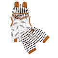 New Arrivels 2pcs Set Toddler Baby Boy Girl Feather Hooded T-shirt Tops+Stripe Shorts Pants Outfits Summer Clothes