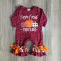 Thanksgiving Girlymax Baby Girls Boys Toddler Wine Farm Fresh Pumpkin clothing infant romper polka dot cotton romper ruffles