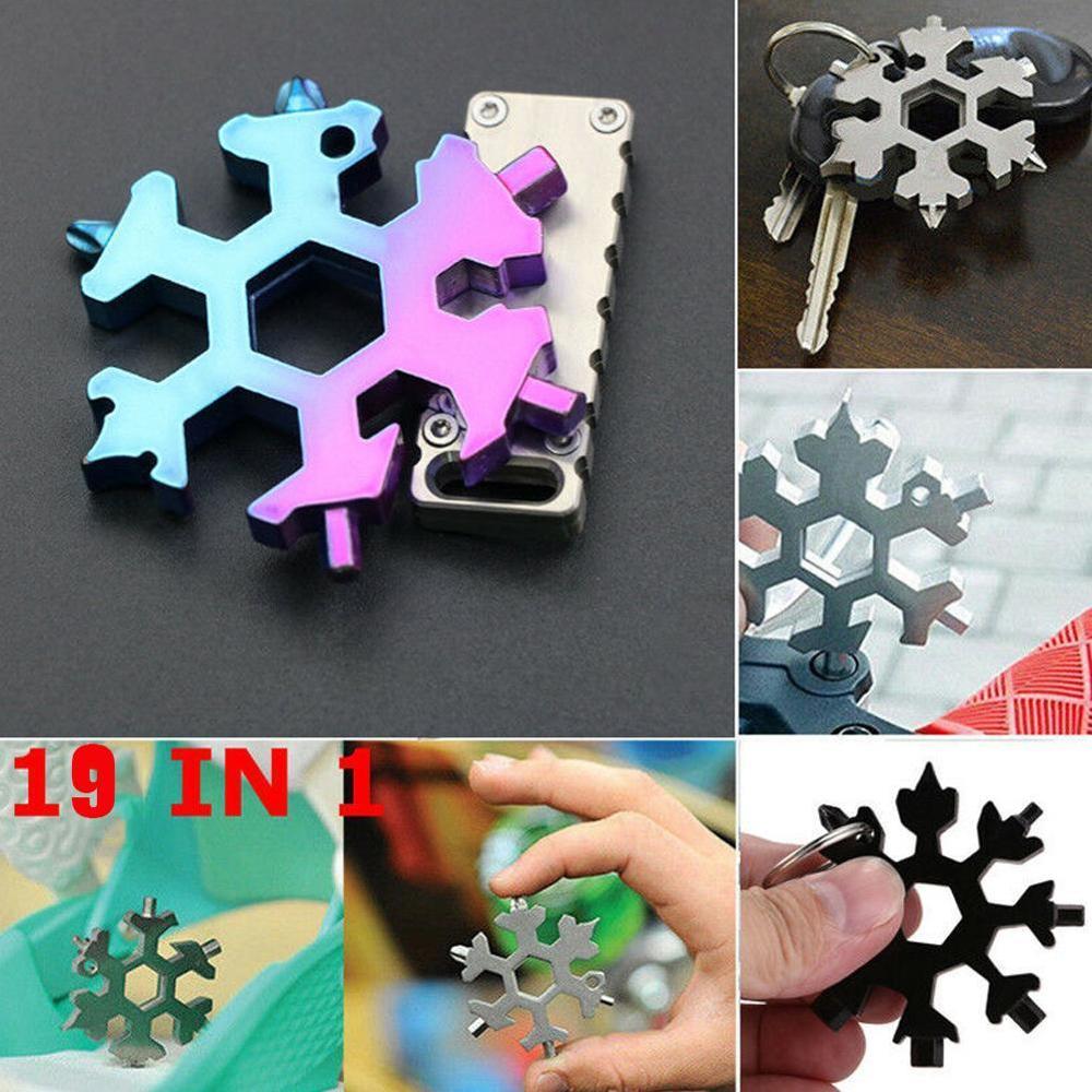 19-in-1 Snowflake Hex Wrench Keychain Tools Multi-tool Wrenches Combination Compact Outdoor Portable Bikers Tool Repairing