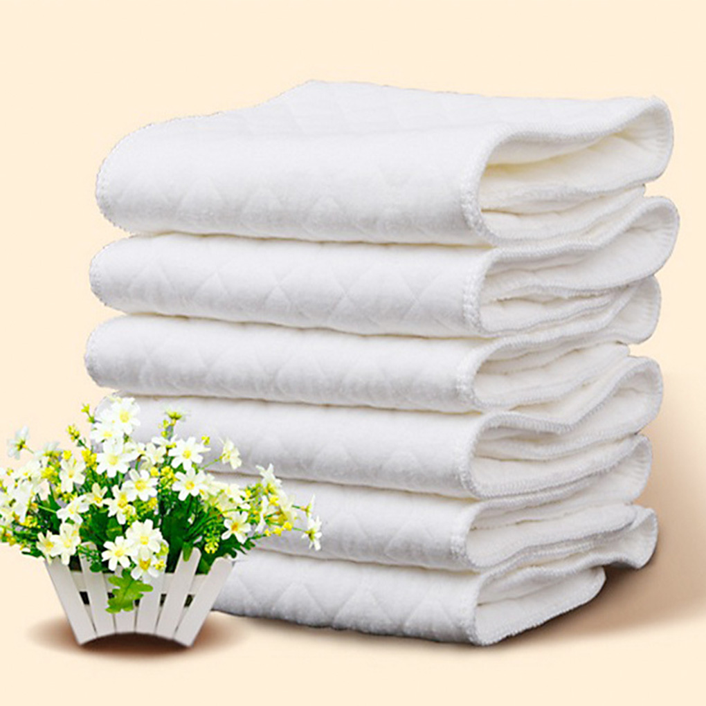 10pcs 100% Cotton Baby Diapers Washable Reusable Cloth Diaper Inserts 1 piece 3 Layer Insert Babies Care Eco-friendly Diaper