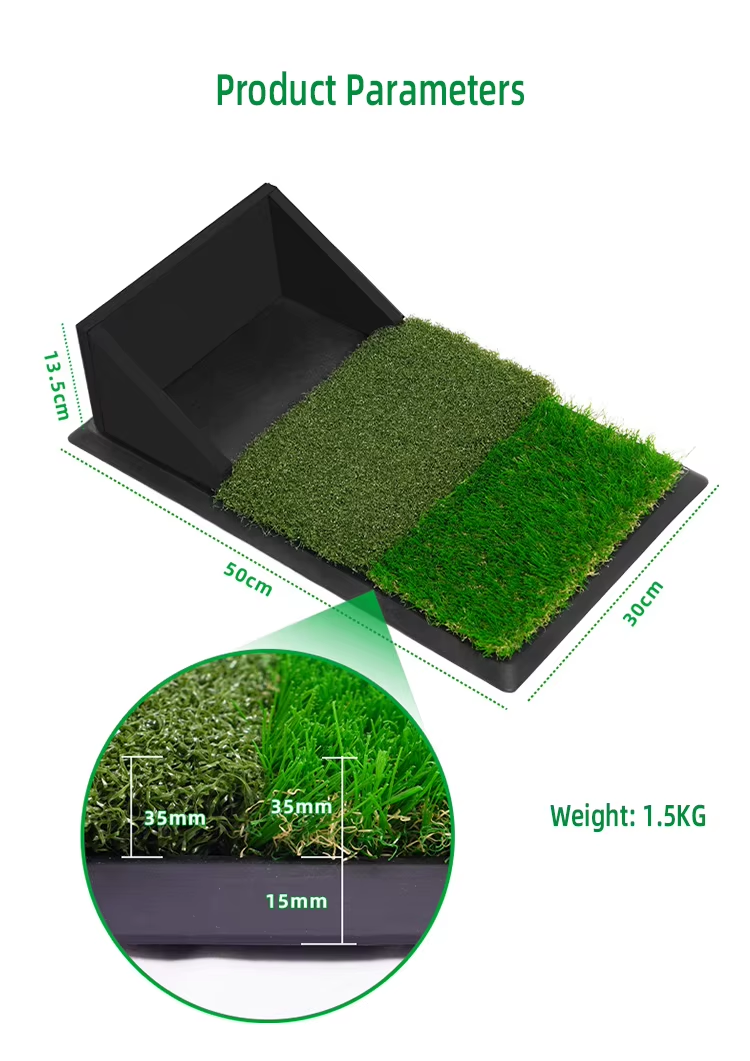 New Dual-Grass Rubber & Nylon Golf Practice Mat with Built-in Ball Dispenser4