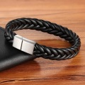XQNI Hand-knitted Simple Style Classic Men Bracelet Multi-color Stainless Steel Magnetic Clasp Charm Leather Bracelets Gift