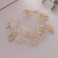 Bridal headband crystal gold leaf bridal wedding dress accessories