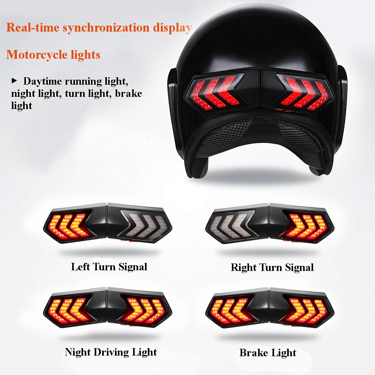 Motorcycle Helmet Wireless LED Safety Brake Light Turn Signal Light Indicators Motorbike Scooter Motocross Helmet
