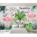 XUE SU Custom wall covering Nordic small fresh tropical rainforest banana leaf flamingo pastoral background wall paper mural
