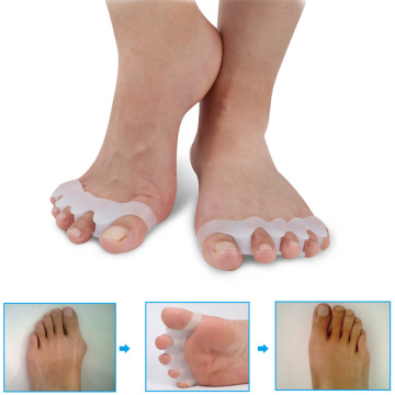 Silicone Finger Toe Separator Divider 4 Holes Thumb Valgus Guard Bunion Hallux Valgus Protector Foot Care Tool Toe Correction