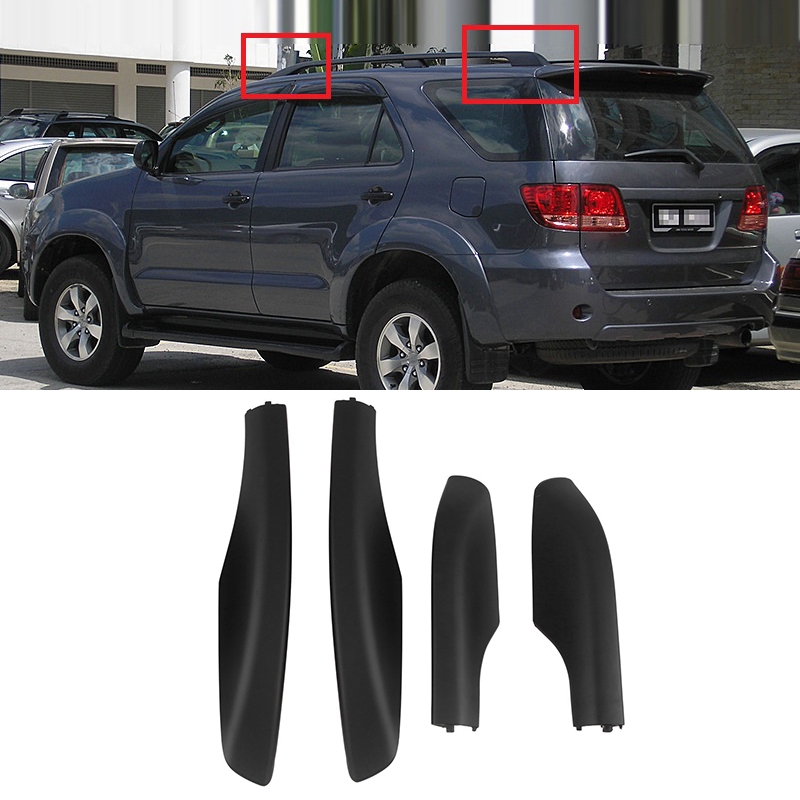 4PCS Black ABS Car Roof Luggage Rack Rail End Cover Shell Protector Fit for Toyota Fortuner 2004-2014