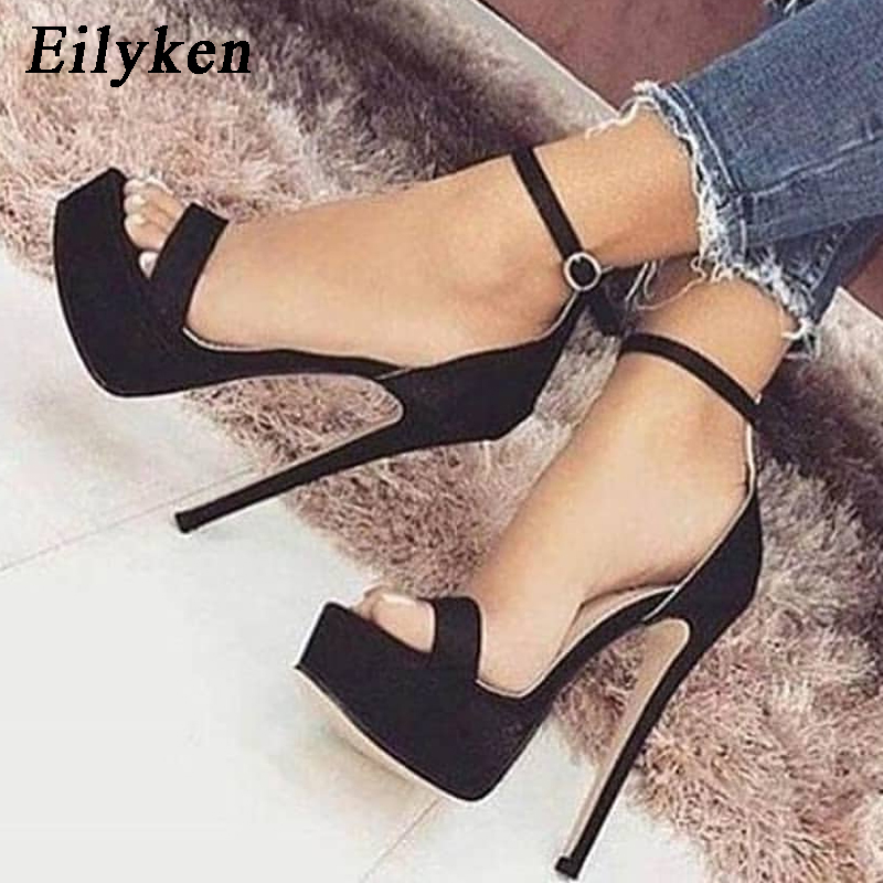 Eilyken 2021 New Platform High Heels Sandals Sexy Ankle Strap Open Toe Gladiator Party Dress Summer Women Shoes Size 41 42