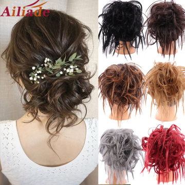 AILIADE High Temperature Synthetic Curly Messy Bun Tousled hairpiece Elastic Rubber Bands Scrunchie Updo Chignon Hair Extension