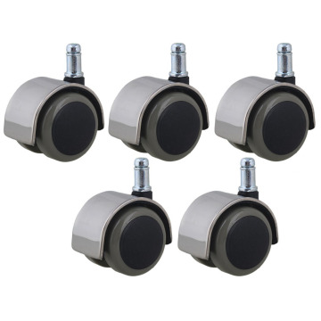 5pcs Stainless Steel PU Office Chair Swivel Casters Furniture Wheels Grip Ring Stem Replacement for Sofa Bed Goods Shelf Storage