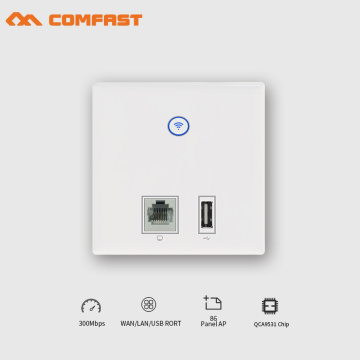 COMFAST Wall Embedded ap 300Mbps access point wifi 48V poe power supply hotel use AP 2*RJ45 port + usb charger port wifi router