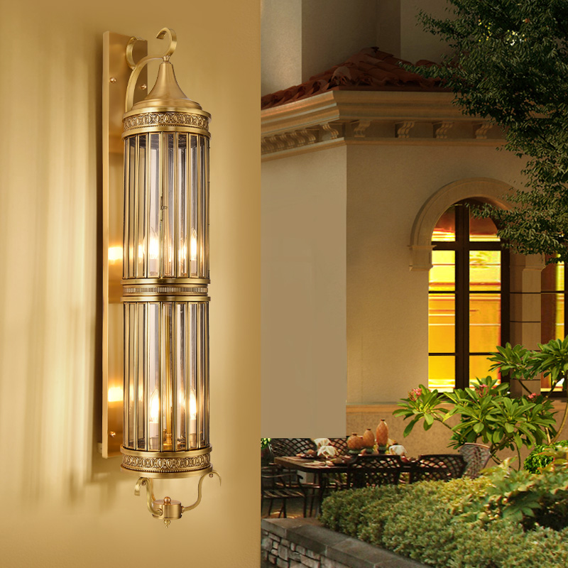 Popular retro outdoor copper wall light favorable europe villa sconce lamp waterproof exterior garden doorway lighting