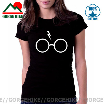 Lightning Glasses T-Shirt Girls Streetwear Harry Flash Glasses Graphic T Shirt Women Magic-Potter Lovers Slim Harajuku Tee Shirt