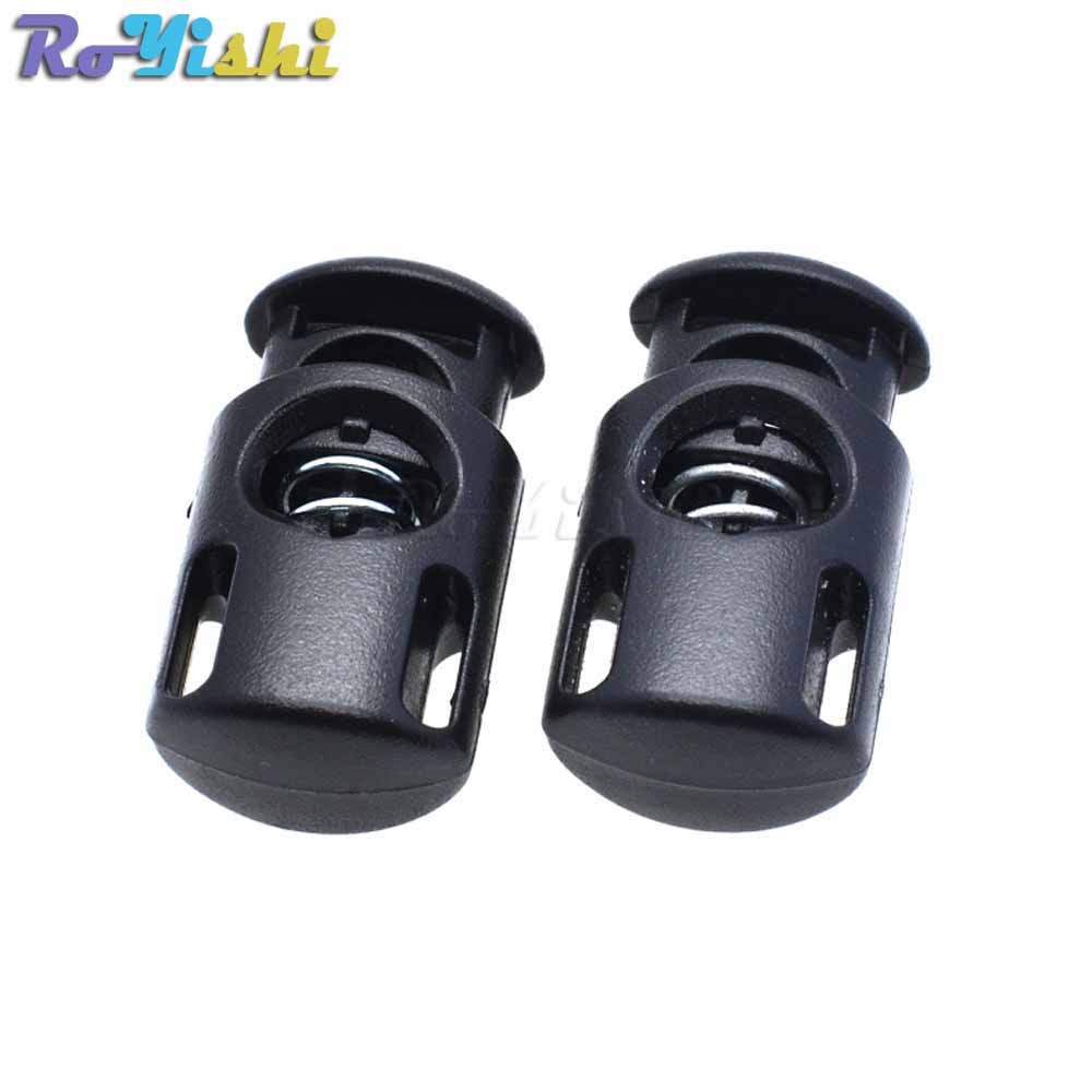 10pcs/pack Plastic Barrel Spring Cord Locks Stoppers Toggles Black 27mm*14mm*10mm