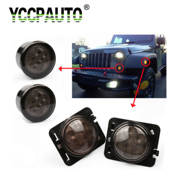 YCCPAUTO 1Set Yellow Turn Signal Lights For Jeep Wrangler JK 2007-2016 Wheel eyebrow Grille 8LED Car Lights 12V