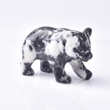 1PC Natural Stone Carved Animal Figurine White Bear Handmade Gemstone Ornaments Healing Stone Mineral Home Decoration Crafts