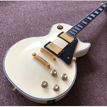 Custom cream color electric guitar,black pickguard with Gold color hardware gitaar,real photos