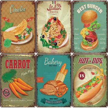 Colorful Delicious Cupcake Burgers Ice Cream Dessert Iron Poster Wall Art Kitchen Shop Home Decor Vintage Chic Billboard Plaque