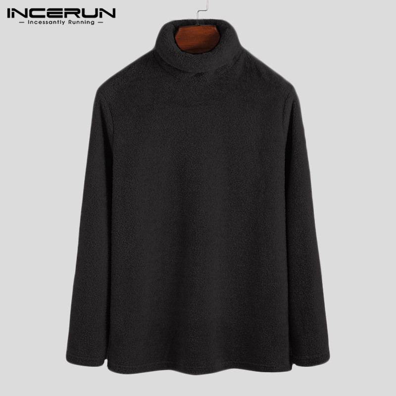 Winter Fashion Men Sweater Warm Jumper Faux Fleece Turtleneck Long Sleeve 2020 Fashion Men Pullovers Streetwear INCERIN S-5XL