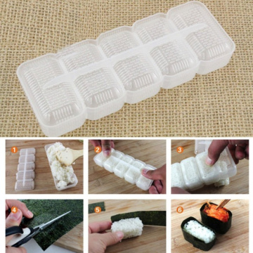 Food Grade Plastic Nigiri Sushi Maker Rice Ball Molds 5 Rolls Maker Non Stick Press Bento DIY Sushi Tool Kitchen