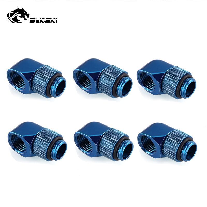 6pcs/lot G1/4'' 90 Rotary Compression fitting 90 degree Rotary Fitting water cooling Adaptors Metal Connector