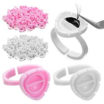 100PCS Disposable V Shape Glue Rings Eyelashes Extension Finger Holder Easy to Make Volume Fans Nail Art Adhesibve Holder