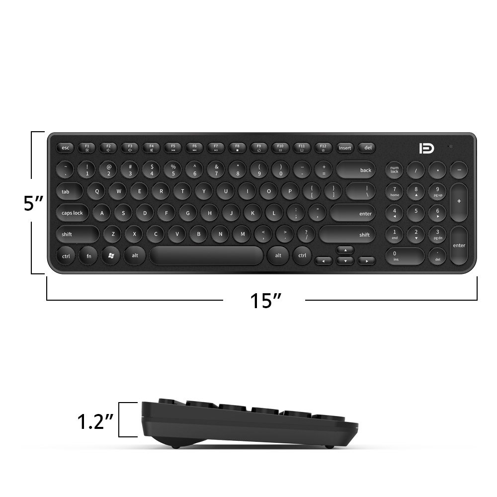 Quiet Wireless Keyboard Mouse Combo 2.4GHz Cordless Cute Round Key Set Smart Power-Saving Whisper For Laptop, Computer And Mac