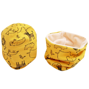 New Fashion Baby Cap Set Cartoon Owl Stars Baby Head Cover Spring Warm Neck Collar Kids Beanies Sets Cotton Children Hats Scarf