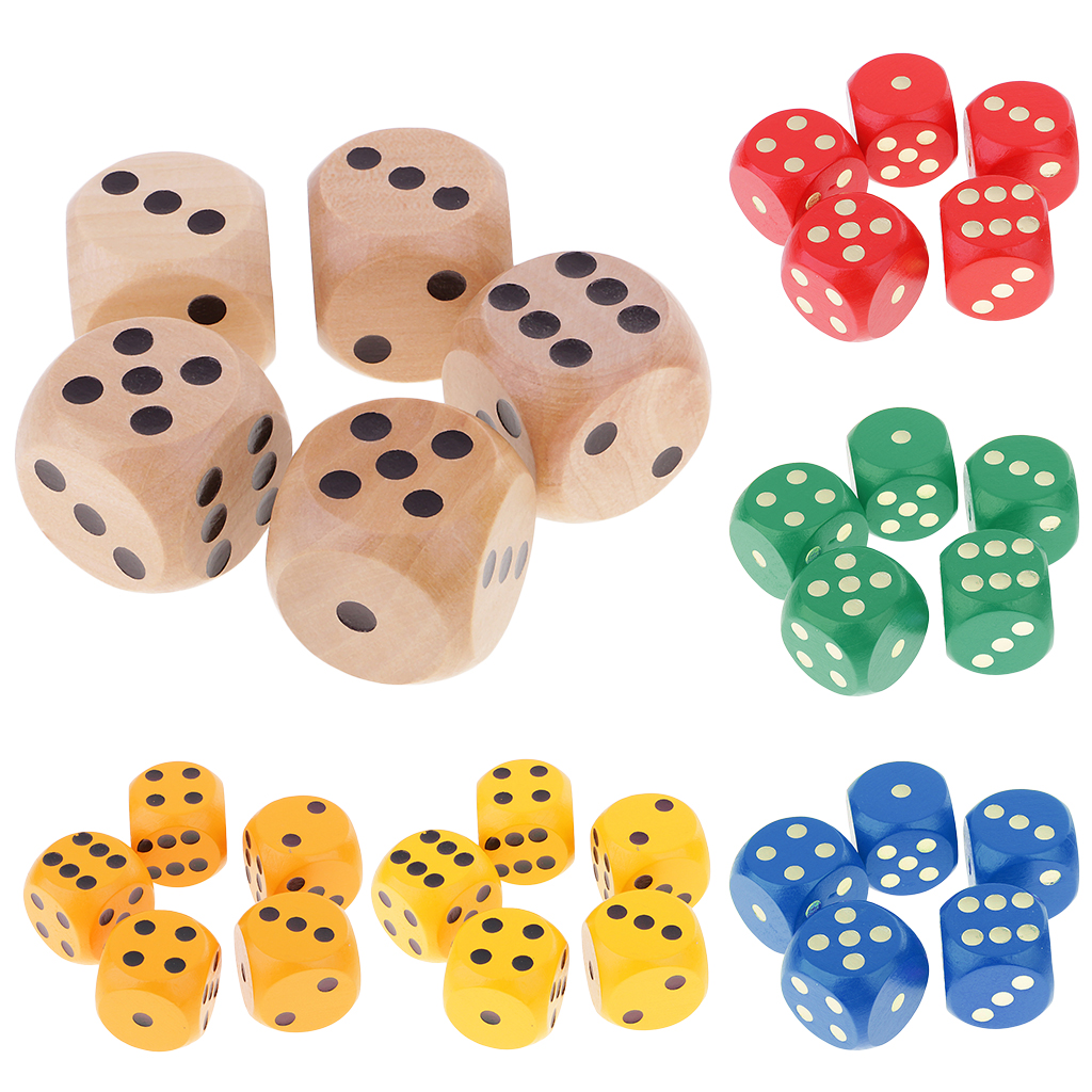 5 Piece/Set 3cm Wooden Board Game Dice D6 Six Sided Dotted Dice for D&D TRPG Toy Gambling Table Games DIY