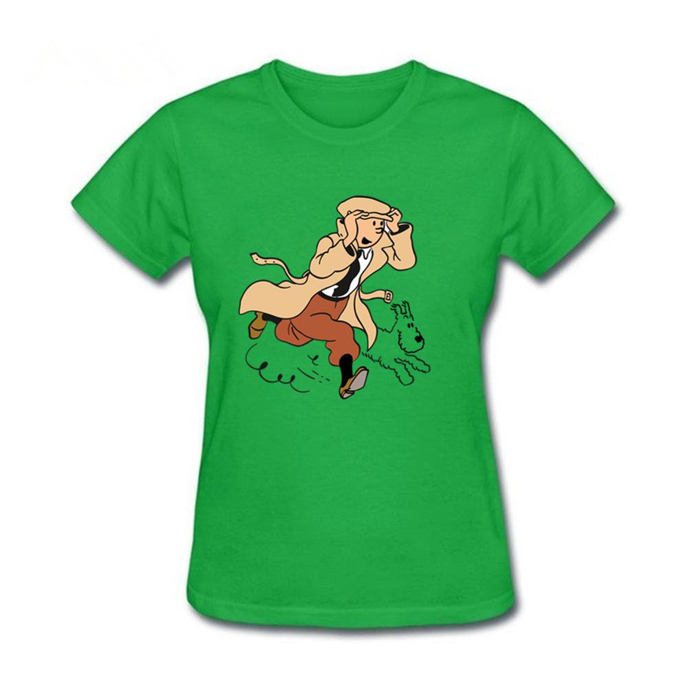 Tintin and his dog The Adventures of Tintin T Shirt Fox Terrier Snow Dog Fashion Funny Tintin Adventure Time Tshirt girl tops