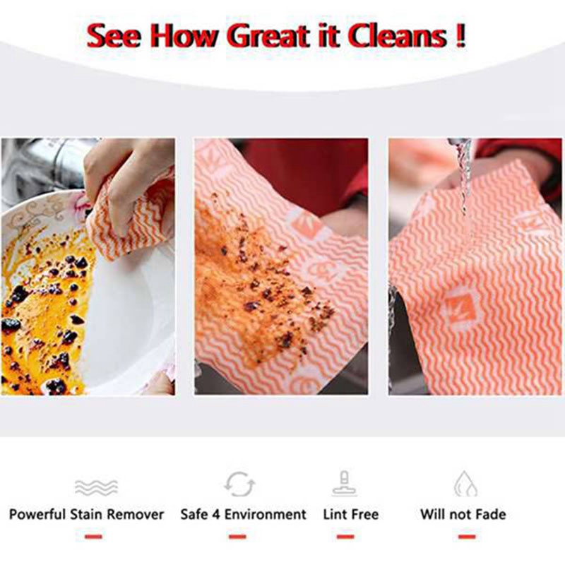 4 Roll of 200 Disposable Cleaning Cloth,Reusable Kitchen Towel,Tableware Cloth,Non-Woven Cloth,Multi-Purpose Manual Wipe