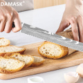 DAMASK Stainless Steel Knife 8 inch Bread Knife Color Wood Handle Laser Damascus Pattern Kitchen Knives Tool With Knife Sheath