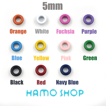 100pcs/lot Free Shipping Hole Size 5mm Metal Eyelets Buckle Metallic Scrapbook garment accessories Mixed Color LeatherCraft