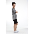 New men's Black and white cotton short-sleeved T-shirt