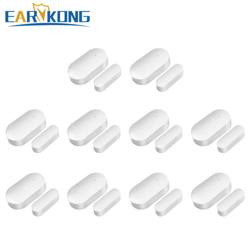 EARYKONG 10 PCS door open sensor door detector reed switch wireless 433MHz for house security wifi gsm home alarm garage alarm