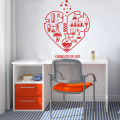 Large Chemistry Science Abstract Heart Wall Decal Laboratory Classroom Geek Chemistry Science Valentine Wall Sticker LW318