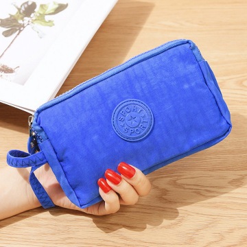 LITTHING Fashion Womens Wallets Solid 3 Layer Canvas Phone Bag Short Wallet Three-Layer Zipper Coin Card Key Purse Makeup Bag