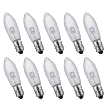 10pcs/pack E10 LED replacement Bulbs Top Candle Fairy Christmas Lights Lamp 10V-55V AC Warm White christmas decor Wholesale