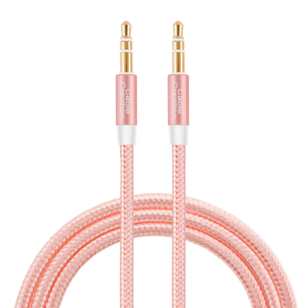 Aux Power Cable Extension Cord Male to Male Auxiliary Audio Stereo Cable Compatible with Car,iPods, iPhones & More Rose Gold