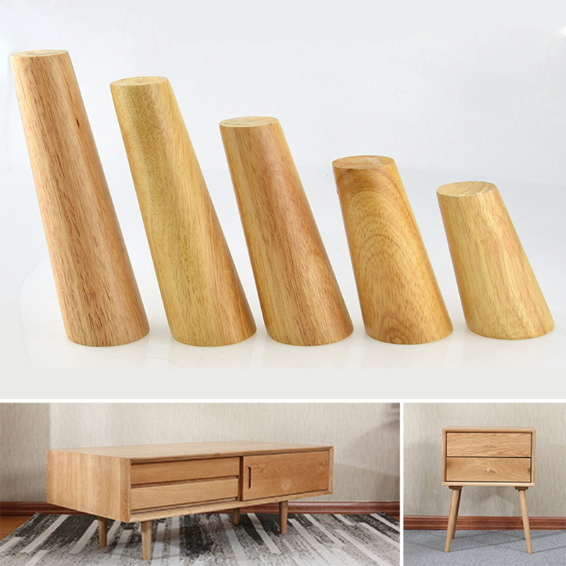 1PC 10/8/6cm Natural Solid Wood Furniture Legs Universal Cone Shaped Wooden Sofa Feets Cabinet Table Legs