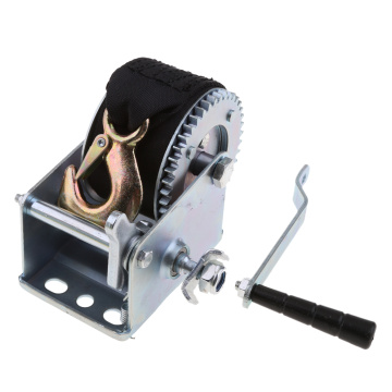 1 Set Boat Trailer Hand Winch Gear & 6m Nylon Strap Heavy Duty Hook Marine/Yacht/RV/Truck Hand Winch Gear System 600LBS