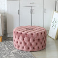 Nordic Living Room Ottoman Round Pull Button Velvet Shoe Changing Stool Ins Apartment Living Room Luxury Home Small Makeup Stool