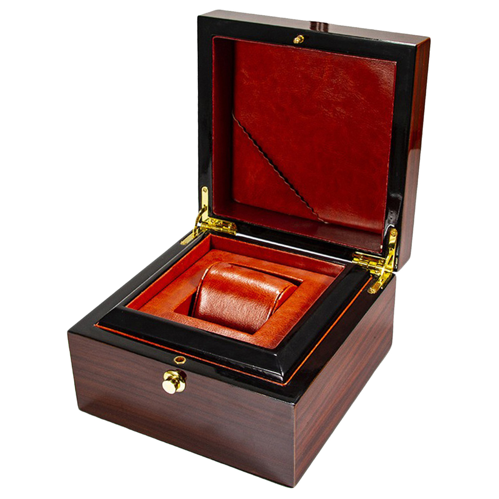 Vintage Solid Wood Watch Box Case Jewellery Display Case Wooden Watch Organizer with PU Leather Cushion