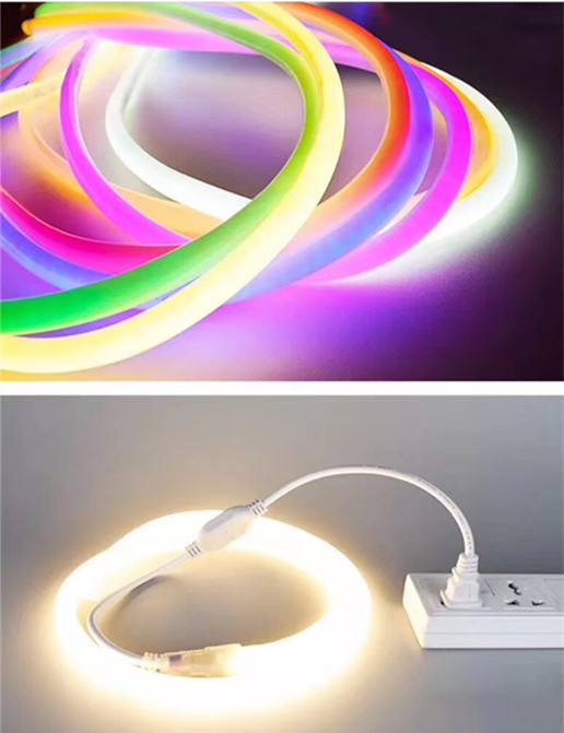 AC 220V 230V led neon rope strip ribbon light 2835 tape waterproof ip65 ip67 with power plug RGB warm white blue green red pink