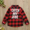 1-6Y toddler kid baby boy girl shirt red plaid letter print long sleeves Blouse autumn fashion outdoor children clothes top